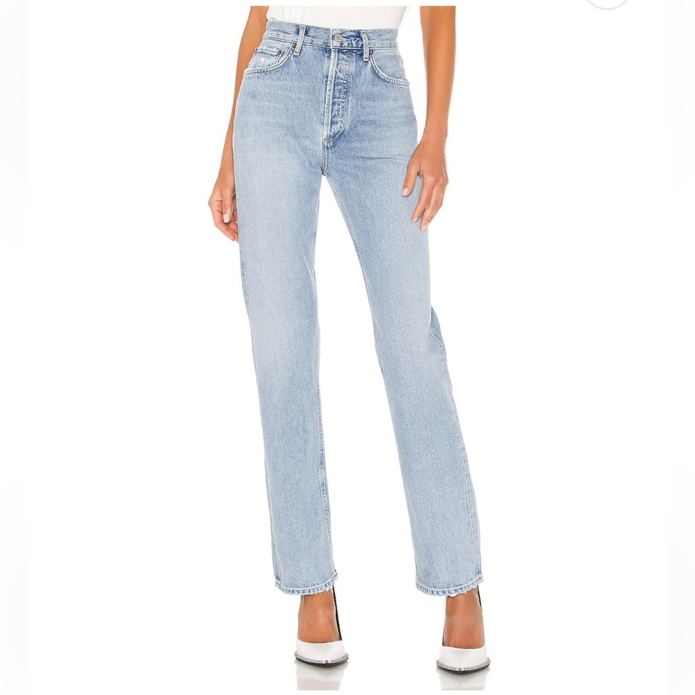 Agolde Straight-Leg Jeans in Light Wash Blue